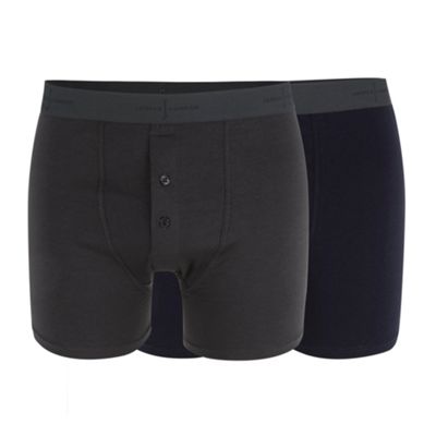J by Jasper Conran Big and tall designer pack of two navy and dark grey soft stretch boxers
